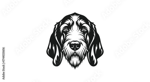 Black and white dog head illustration canine animal
