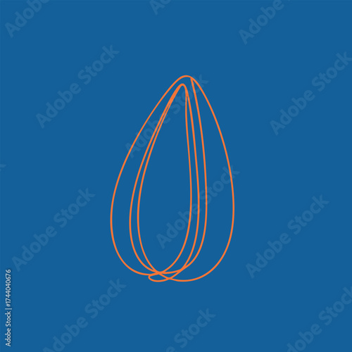Minimalist abstract representation of a teardrop shape with smooth curves and a monochromatic color scheme on a solid