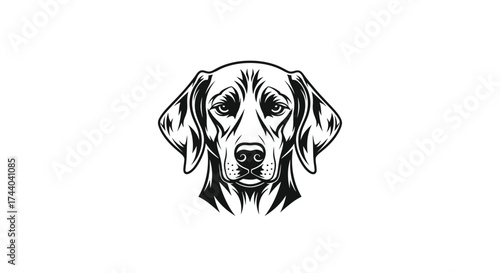 Black and white dog head logo illustration Keywords: dog, animal, head, logo, illustration