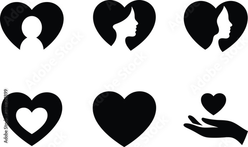 Heart icons collection representing love family and romantic relationships