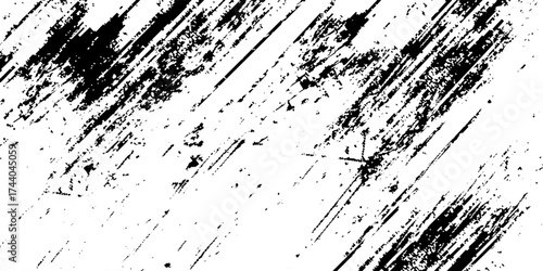 Vector grunge texture. Grunge black and white texture of black brush strokes on white paper or background.
