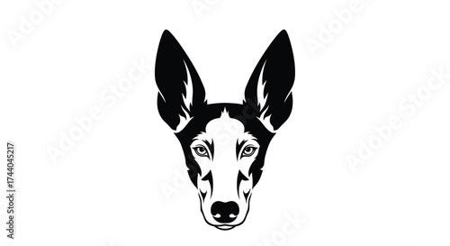 Black and white dog head logo with large pointed ears