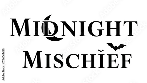 Midnight Mischief: Mysterious typography for midnight mischief, evoking a playful yet enigmatic atmosphere. 