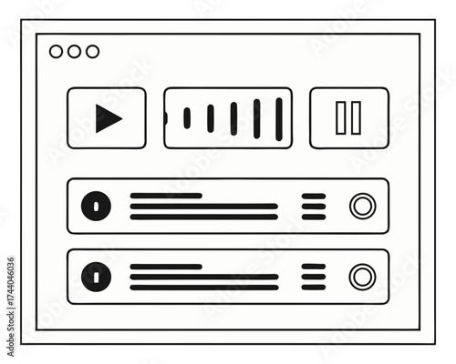 Digital interface with audio player controls and song list