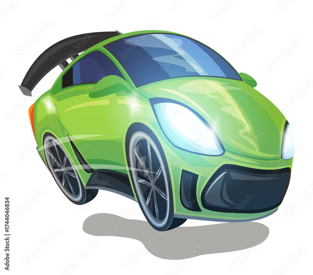 Fototapeta premium Cartoon street racing car vehicle on white background illustration for children