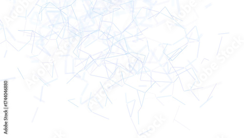 Modern abstract digital art background with connected lines and dots creating a network pattern in soft blue. Suitable for technology, science,