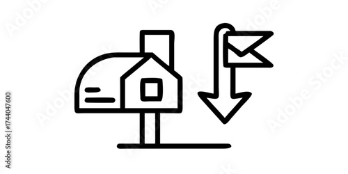 Mailbox with flag down icon for incoming mail
