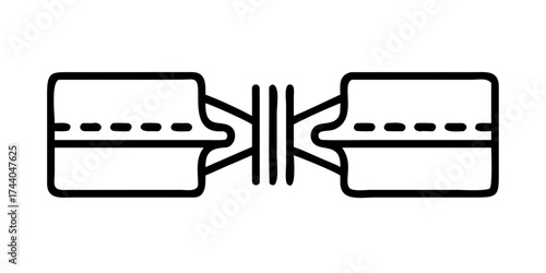 Zipper teeth connection icon in outline style
