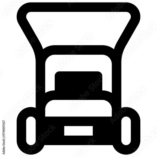 Lawnmower. Outlined stroke vector icon with black-filled details.
