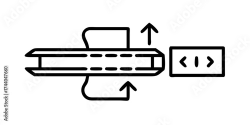 Seatbelt buckle icon with arrows and release button
