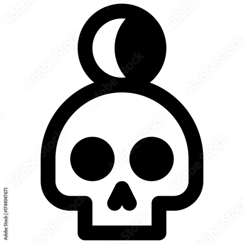 Nightmare. Outlined stroke vector icon with black-filled details.