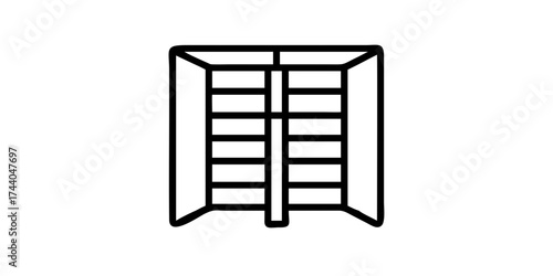 Open window with horizontal blinds icon
