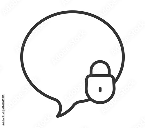 Secure communication concept: speech bubble with padlock icon representing privacy