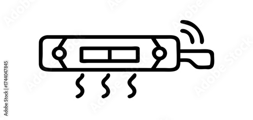 Smart hair straightener icon with heat and wireless signal
