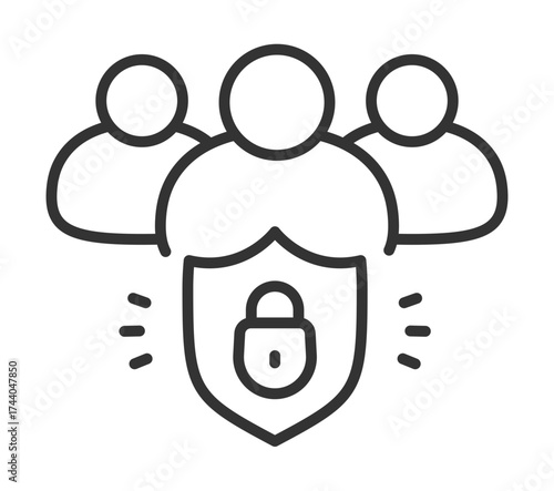 Team collaboration and data security icon illustrating safety and privacy