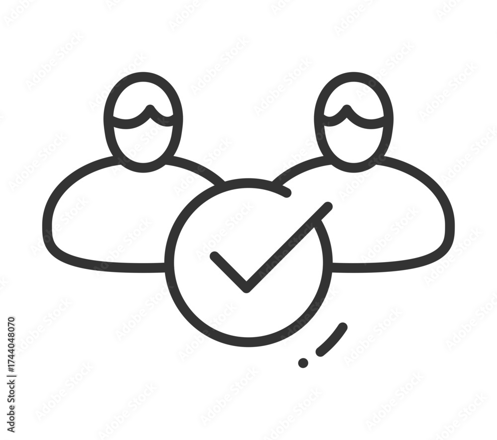 Fototapeta premium User verification icon with two figures and checkmark