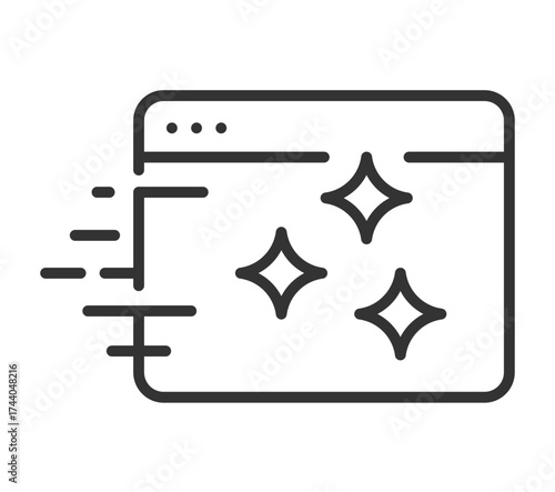 Minimalist icon of website performance optimization with shining stars