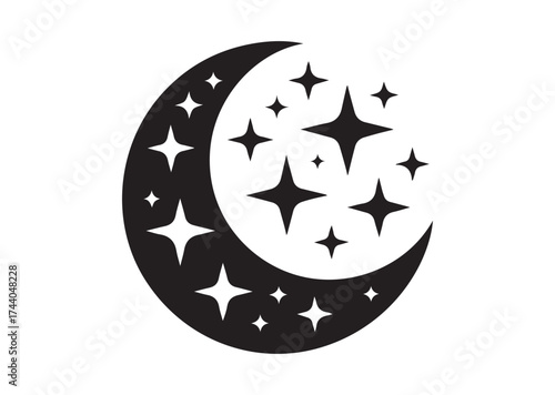 Moon and stars Icon, Moon and stars vector Design