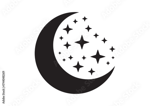 Moon and stars Icon, Moon and stars vector Design