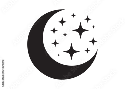 Moon and stars Icon, Moon and stars vector Design