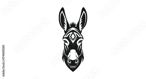 Black and white donkey head tribal tattoo style vector