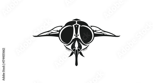 Black and white fly head illustration insect animal