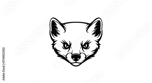 Black and white fox head logo illustration with angry expression
