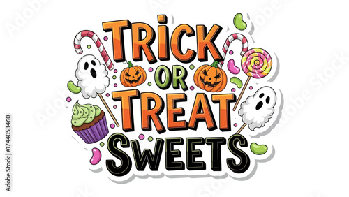 Halloween Trick or Treat Sweets: A vibrant Halloween graphic of treats and sweets.