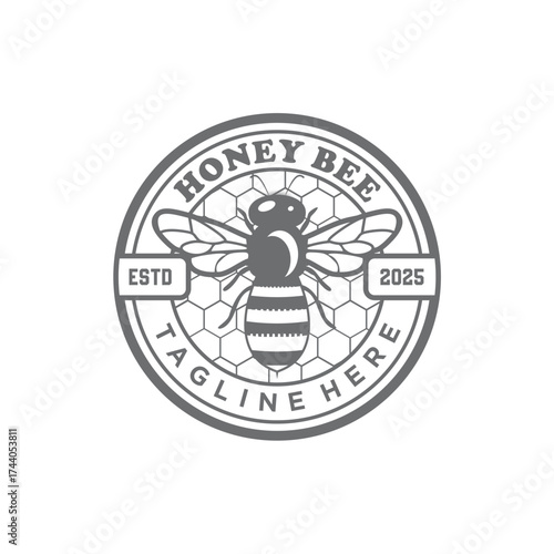 Minimalist style honey bee vector logo design