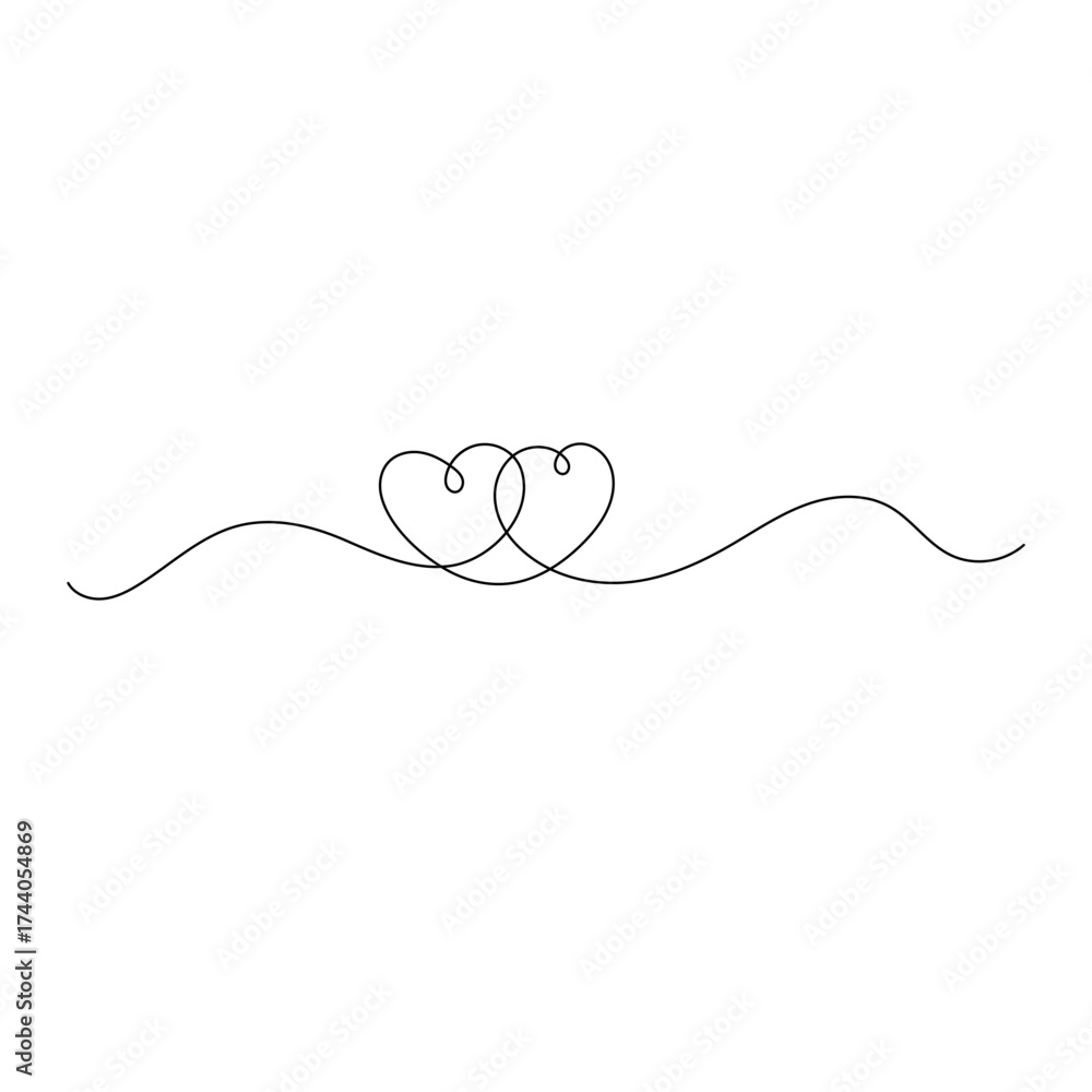 Obraz premium Heart icon continuous one line drawing of outline vector illustration