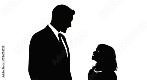 Father and daughter sharing a loving moment of connection, silhouetted against a bright background, filled with tenderness and affection