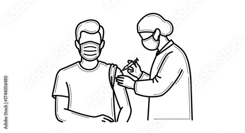 A medical professional administering a vaccine injection into a patient's arm, protecting against illness.