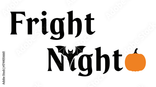 Fright Night: A captivating illustration of Fright Night, featuring an orange pumpkin and bat silhouettes, evokes the thrill of the Halloween season. 
