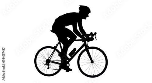 Cyclist riding a road bike silhouette isolated PNG with Transparent Background