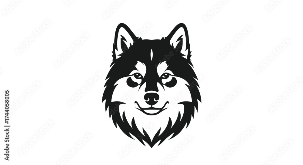 Obraz premium Black and white husky dog head logo illustration animal