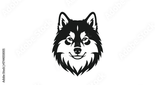 Black and white husky dog head logo illustration animal