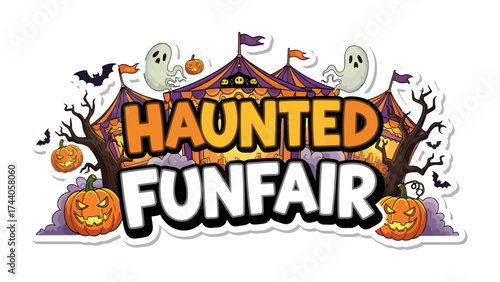 Haunted Funfair Illustration: This Halloween-themed illustration is bursting with spooky, festive cheer.