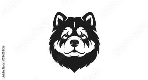 Black and white husky dog head logo on white background