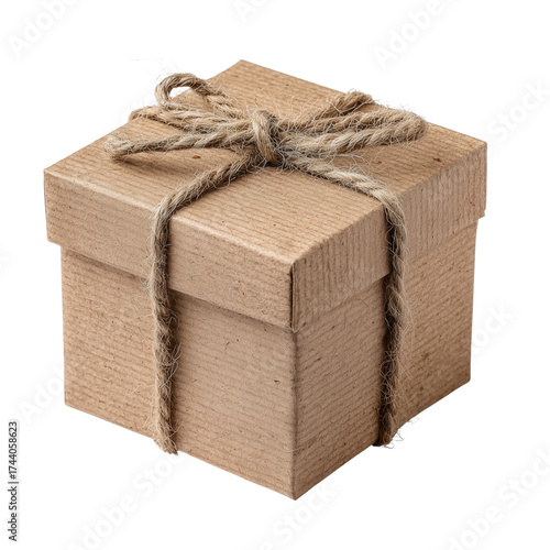 Kraft gift box tied with jute string