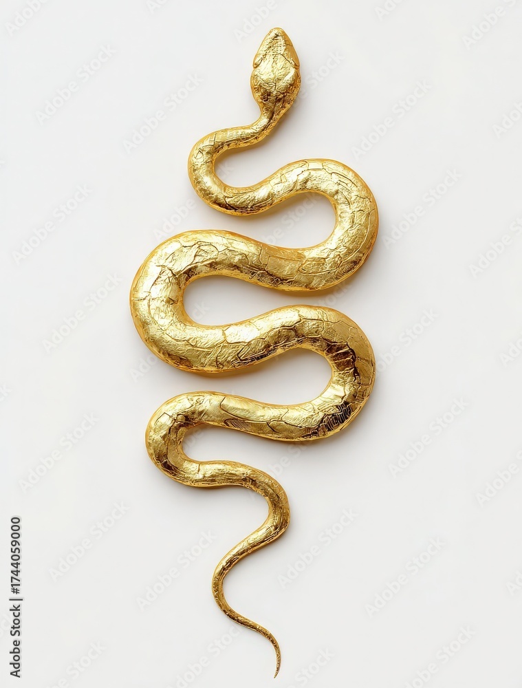 Obraz premium Elegant 3D Golden Snake Icon Design for Minimalistic Aesthetic and Creative Projects