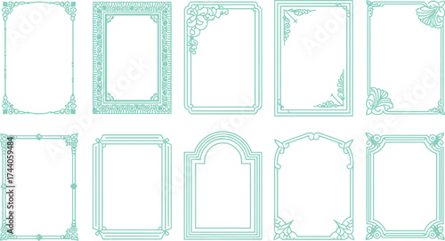 Collection of ten decorative frames with intricate corner designs