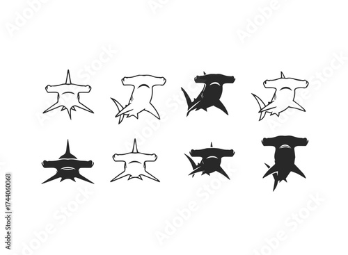 Hammerhead Shark Silhouettes Collection.