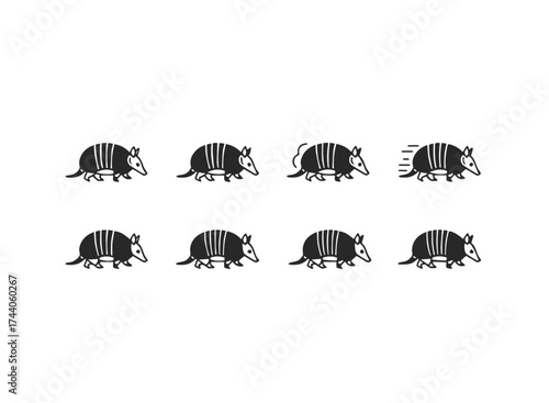 Set of Stylized Armadillo Icons.