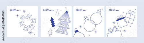 Christmas and New Year cards. Vector illustrations for holiday greeting card, background, website and social media banner, marketing material.