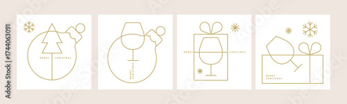 Merry Christmas and Happy New Year. Vector illustration templates for holiday greeting card, background, website and social media banner, marketing material.
