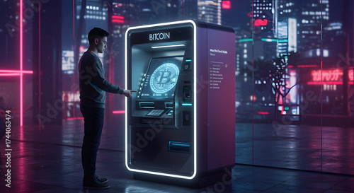 Digital Currency Flow: Futuristic ATM with Bitcoin