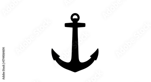 Black silhouette of an anchor for nautical themes isolated PNG with Transparent Background