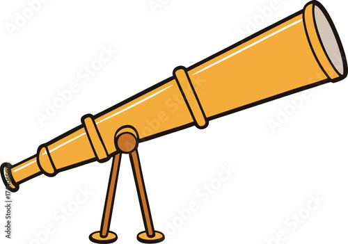 Vintage brass telescope nautical instrument isolated vector illustration scalable eps icon transparent background