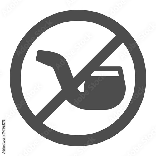 Mouthpiece ban solid icon, harm of smoking concept. Vector graphics. Prohibited item sign on white background, glyph style icon for mobile or web design.