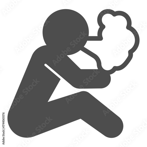 Human smoking solid icon, habit concept. Vector graphics. Man sitting sign on white background, glyph style icon for mobile or web design.